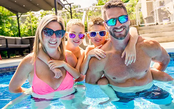 Happy Family in the Pool